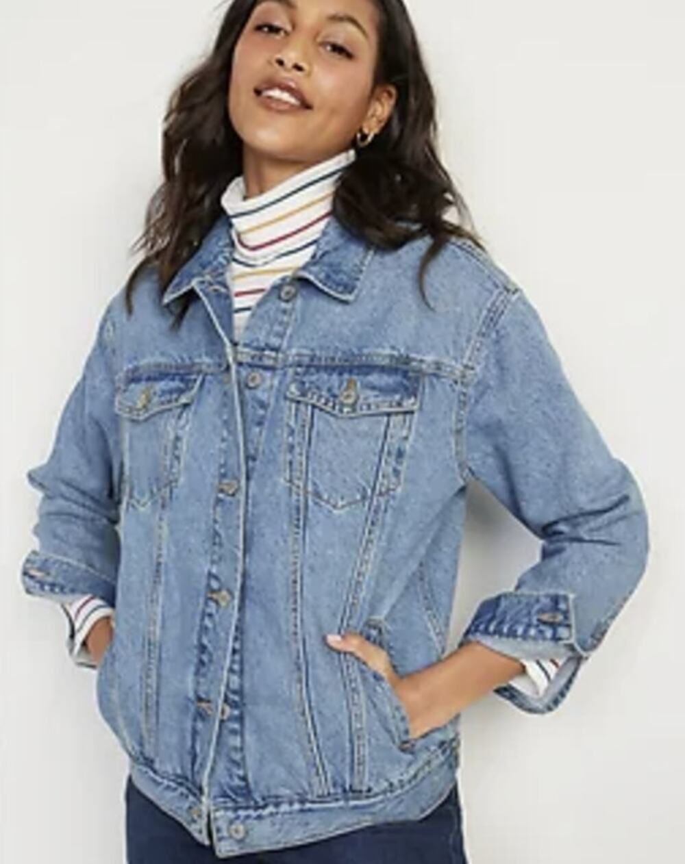 Old Navy Button Front Denim Jean Jacket Medium Wash Plus Size XXL